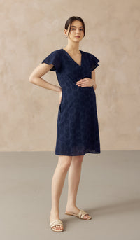 IRINA CROCHET FRONT ZIP NURSING DRESS NAVY