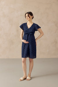 IRINA CROCHET FRONT ZIP NURSING DRESS NAVY