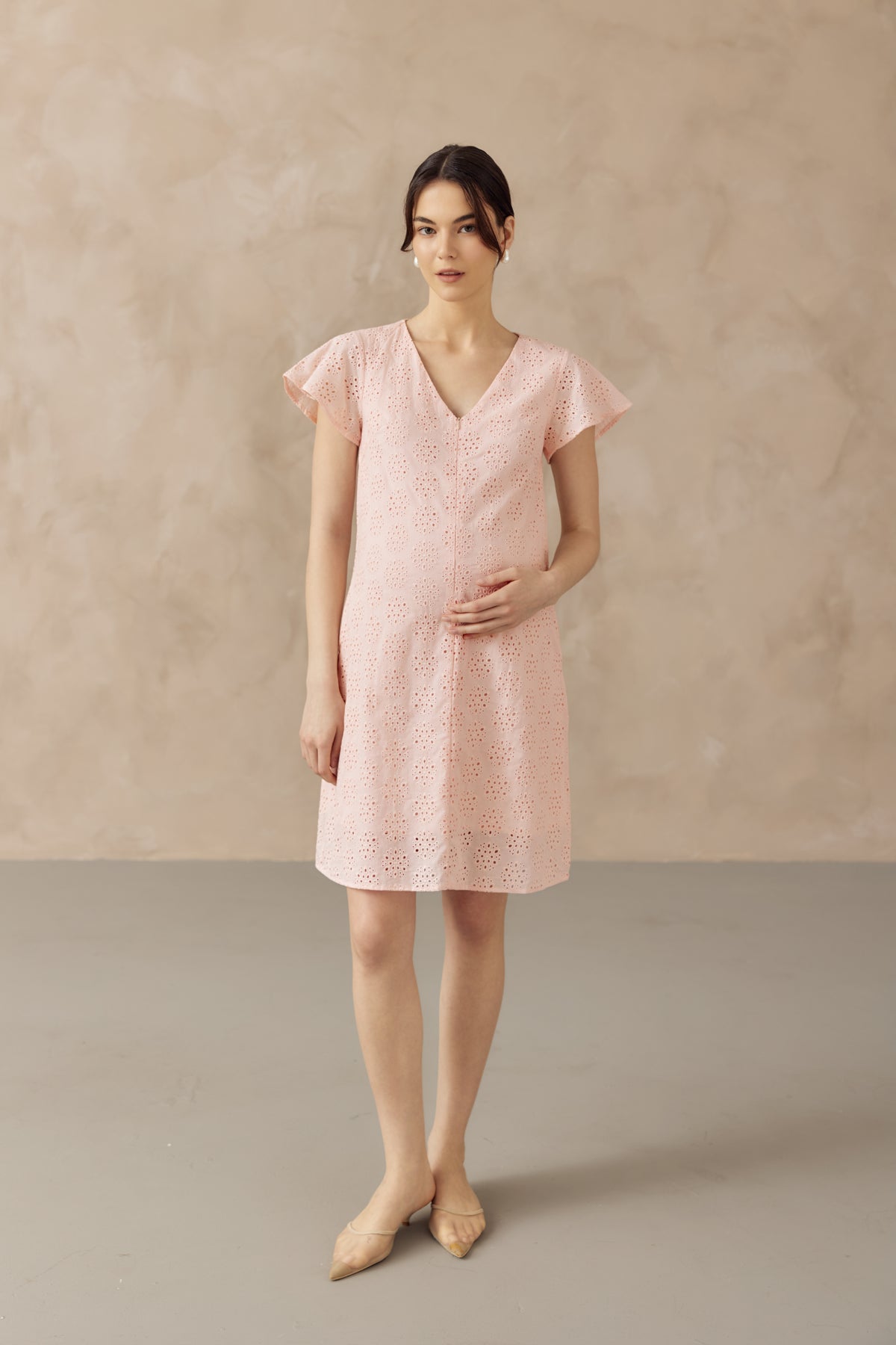 IRINA CROCHET FRONT ZIP NURSING DRESS PINK