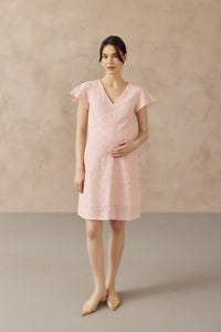 IRINA CROCHET FRONT ZIP NURSING DRESS PINK