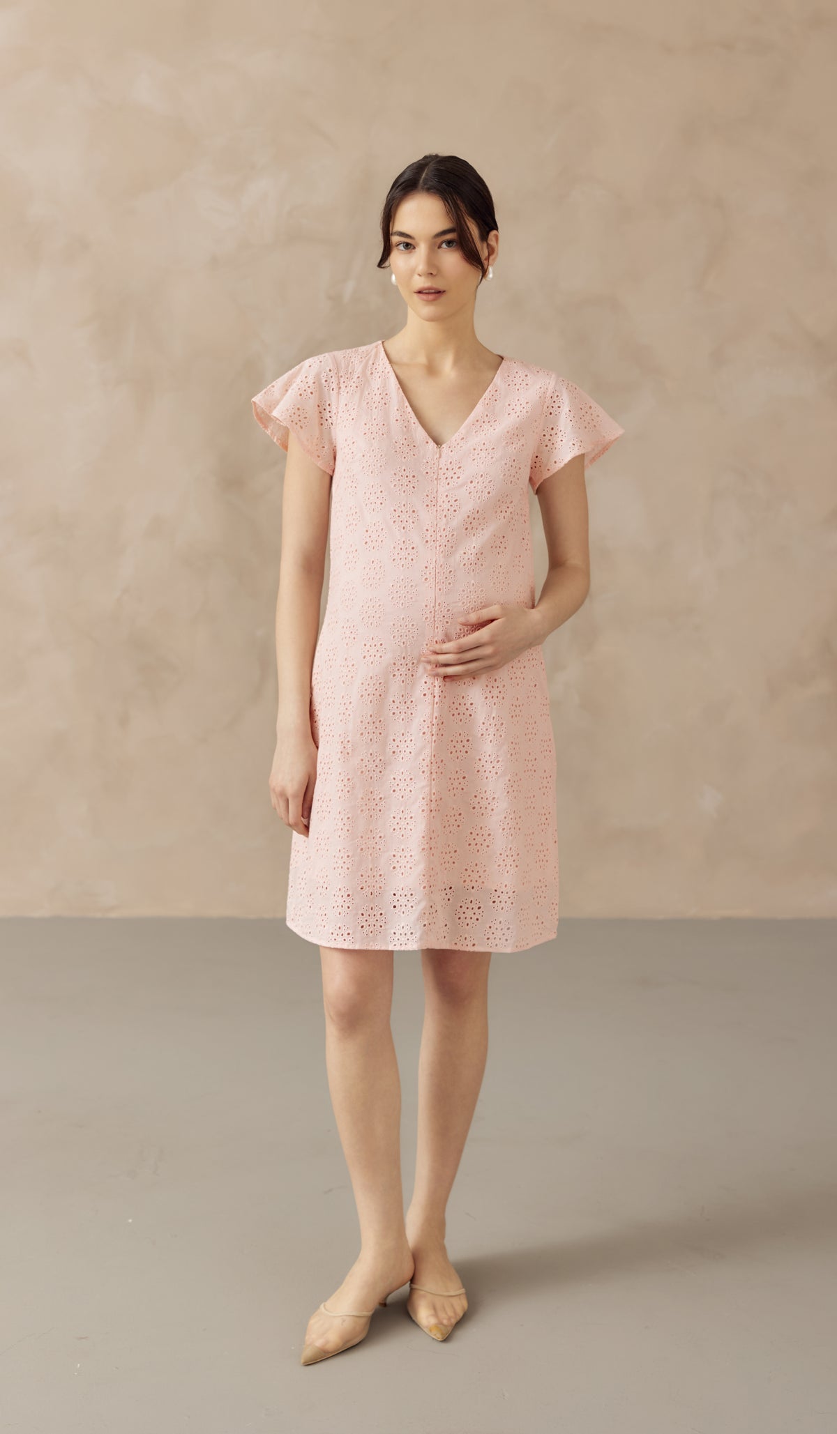 IRINA CROCHET FRONT ZIP NURSING DRESS PINK