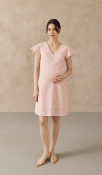 IRINA CROCHET FRONT ZIP NURSING DRESS PINK