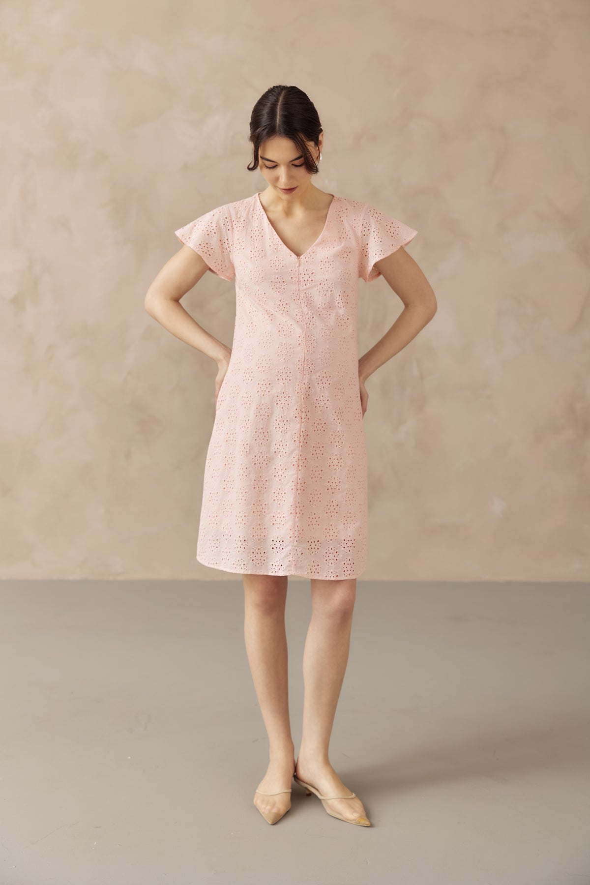 IRINA CROCHET FRONT ZIP NURSING DRESS PINK