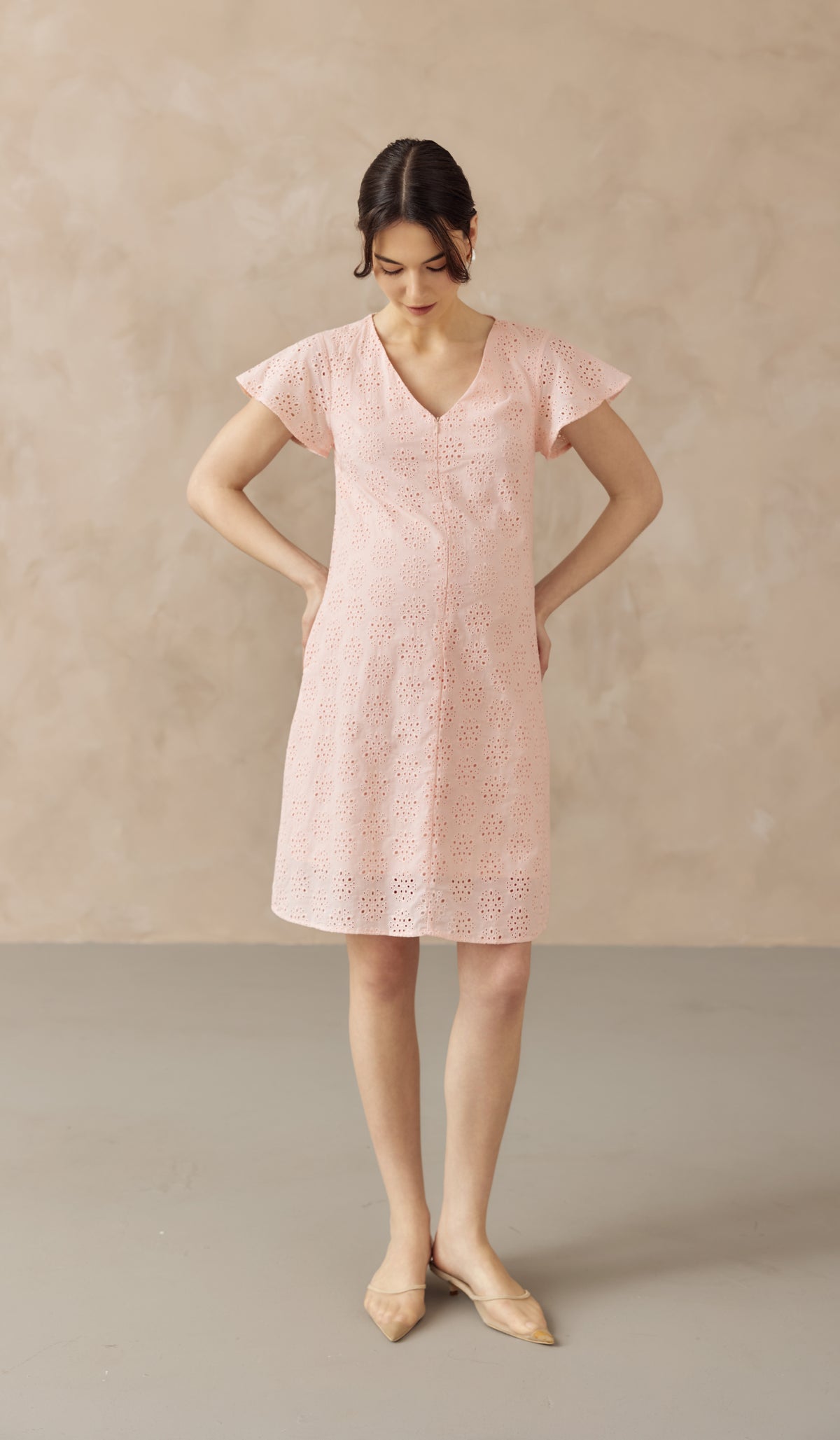 IRINA CROCHET FRONT ZIP NURSING DRESS PINK