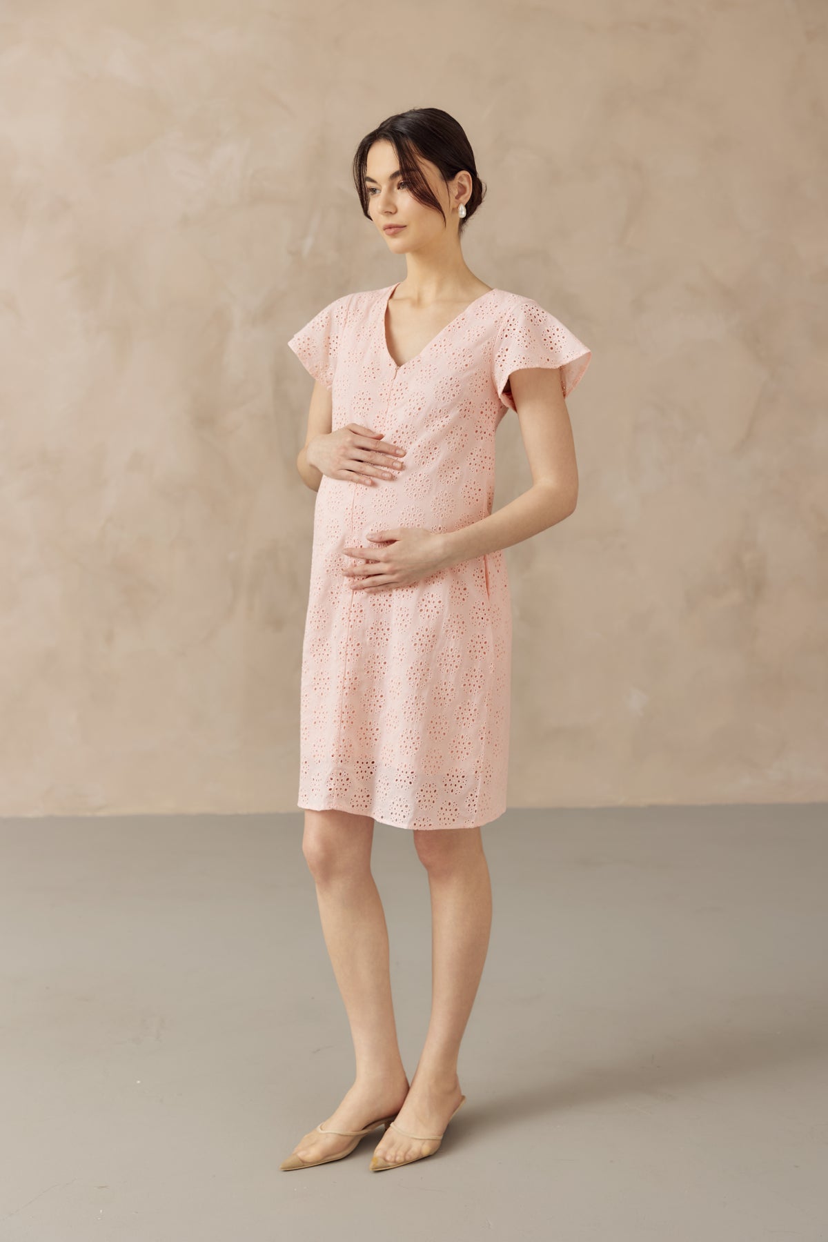 IRINA CROCHET FRONT ZIP NURSING DRESS PINK