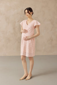 IRINA CROCHET FRONT ZIP NURSING DRESS PINK