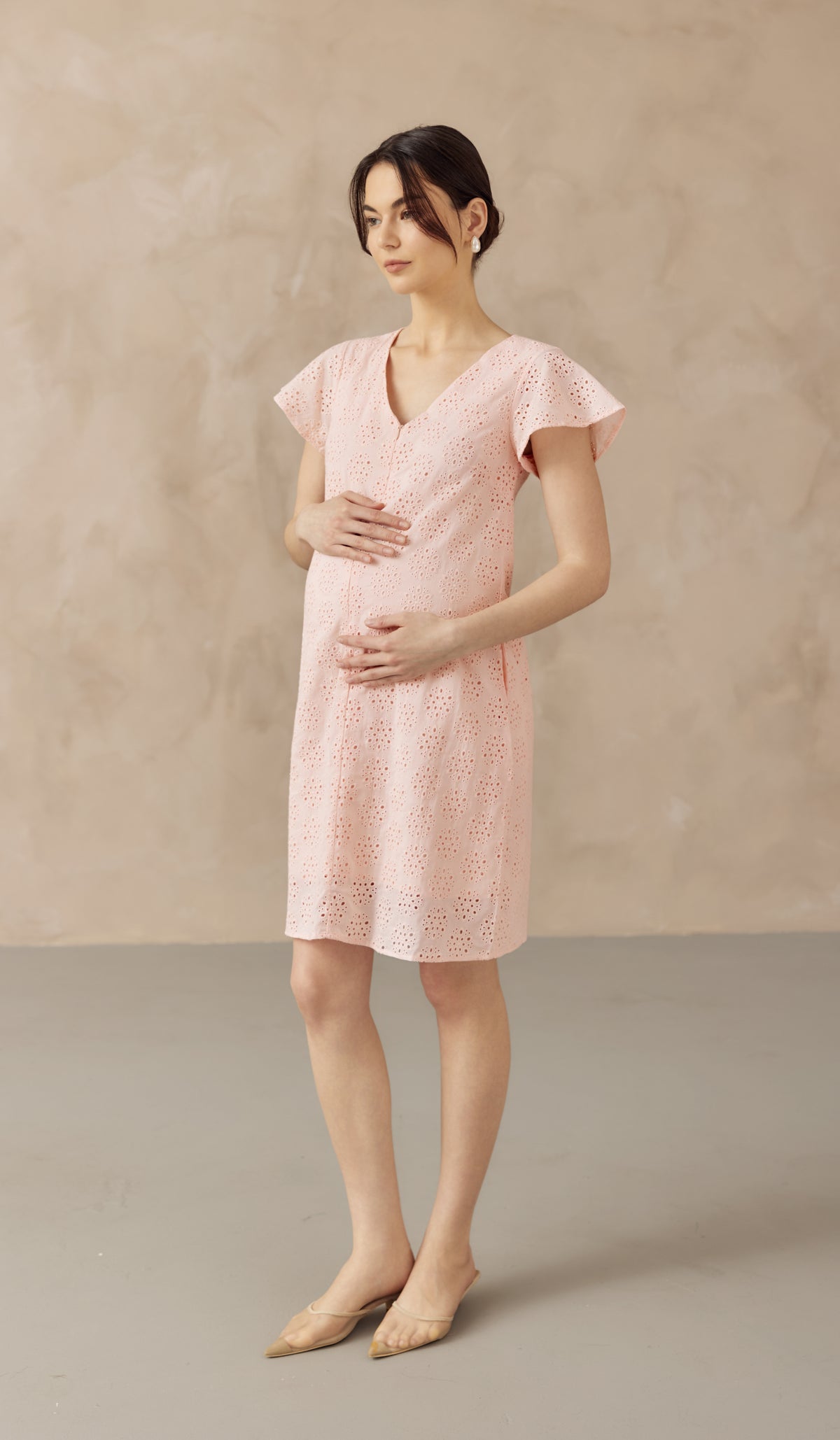 IRINA CROCHET FRONT ZIP NURSING DRESS PINK