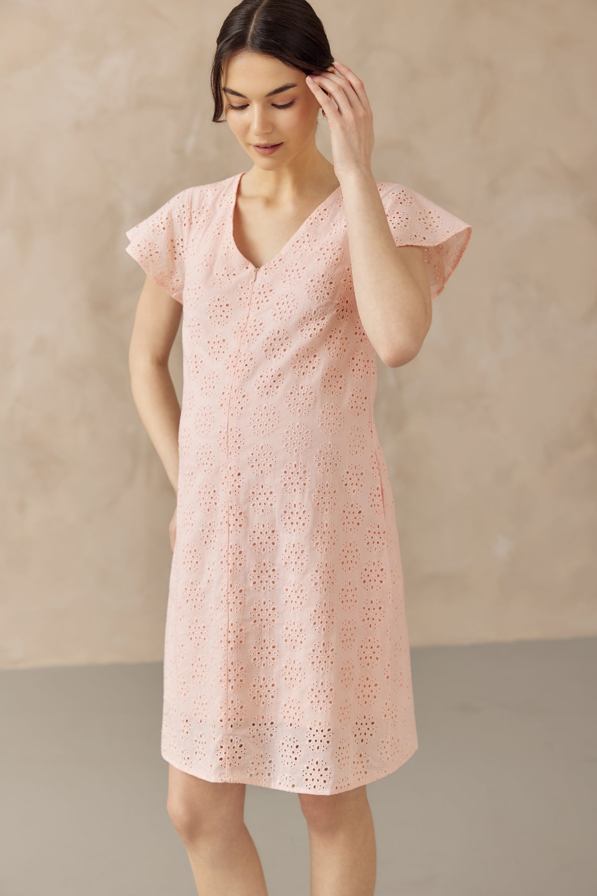 IRINA CROCHET FRONT ZIP NURSING DRESS PINK