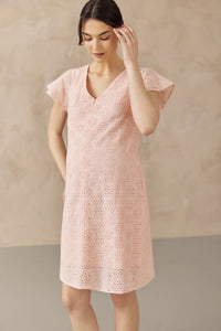 IRINA CROCHET FRONT ZIP NURSING DRESS PINK