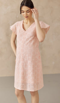 IRINA CROCHET FRONT ZIP NURSING DRESS PINK