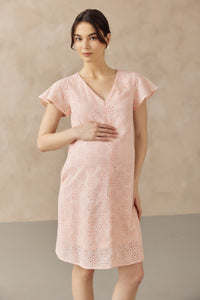 IRINA CROCHET FRONT ZIP NURSING DRESS PINK