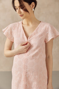 IRINA CROCHET FRONT ZIP NURSING DRESS PINK