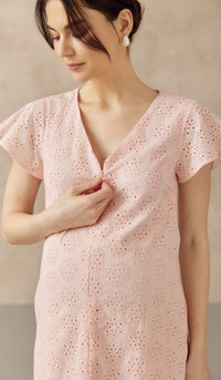 IRINA CROCHET FRONT ZIP NURSING DRESS PINK