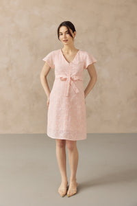 IRINA CROCHET FRONT ZIP NURSING DRESS PINK