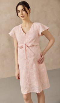 IRINA CROCHET FRONT ZIP NURSING DRESS PINK