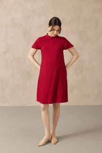LUNA NURSING CHEONGSAM DRESS RED