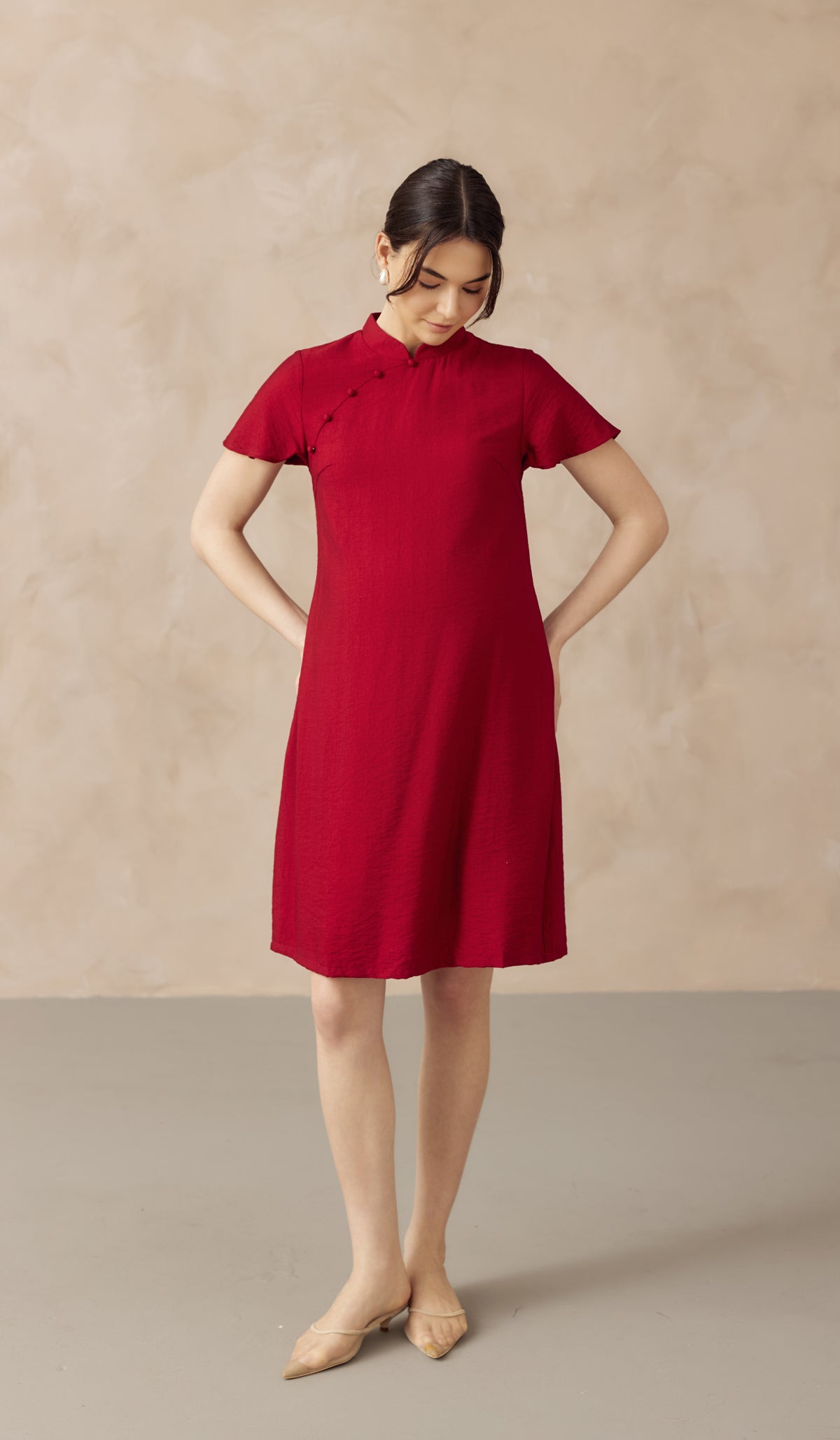 LUNA NURSING CHEONGSAM DRESS RED