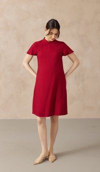 LUNA NURSING CHEONGSAM DRESS RED