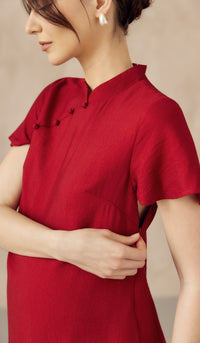 LUNA NURSING CHEONGSAM DRESS RED