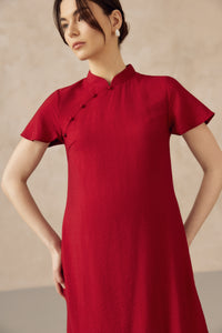 LUNA NURSING CHEONGSAM DRESS RED