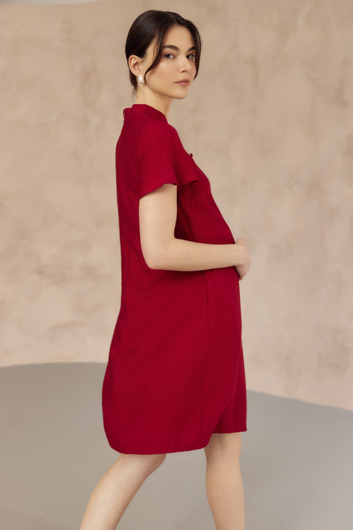 LUNA NURSING CHEONGSAM DRESS RED