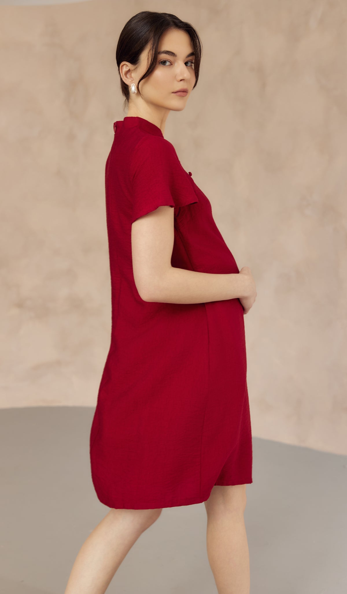 LUNA NURSING CHEONGSAM DRESS RED