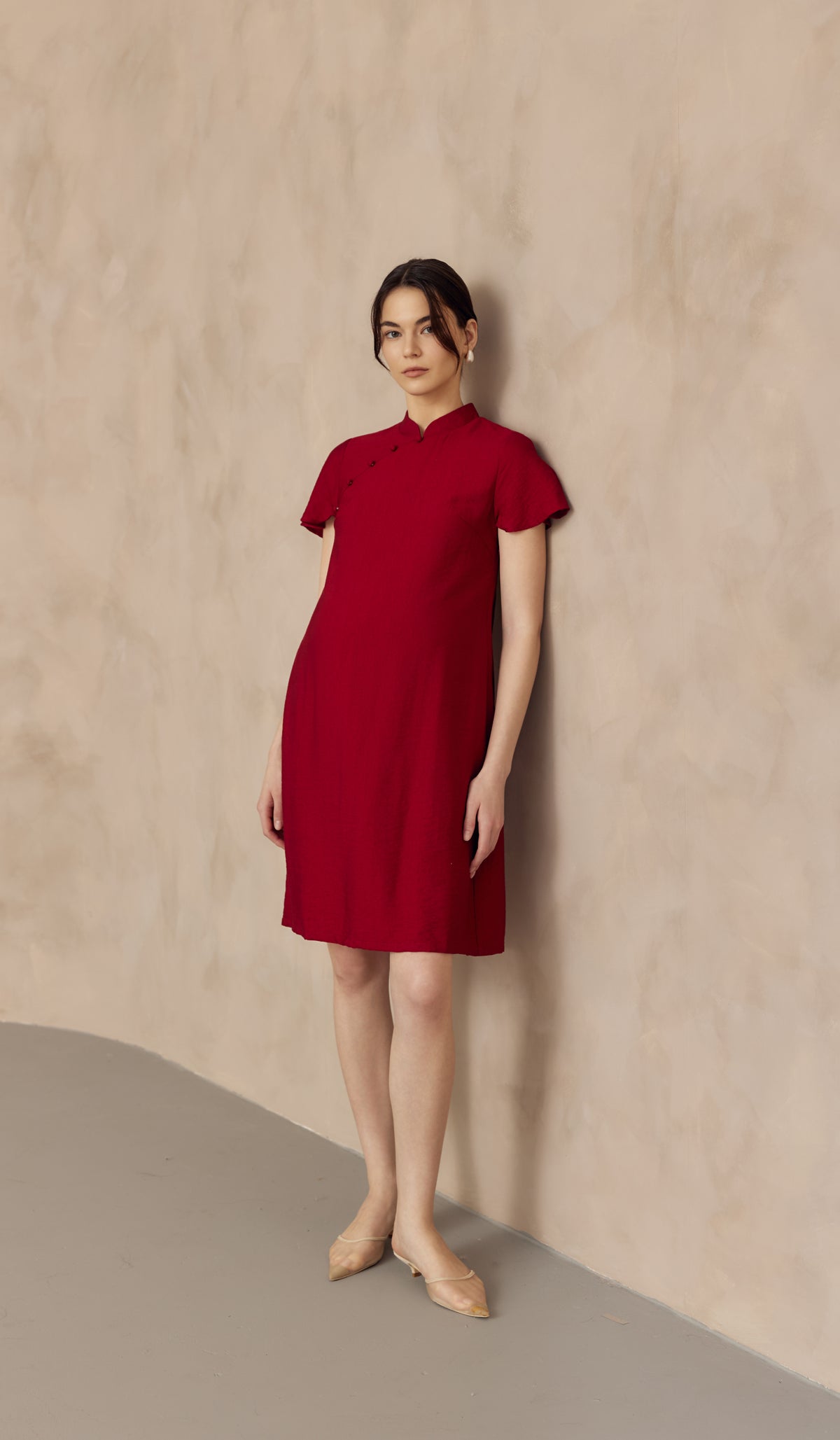 LUNA NURSING CHEONGSAM DRESS RED