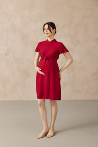 LUNA NURSING CHEONGSAM DRESS RED