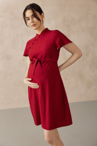 LUNA NURSING CHEONGSAM DRESS RED
