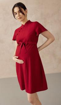 LUNA NURSING CHEONGSAM DRESS RED