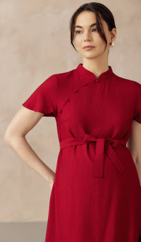 LUNA NURSING CHEONGSAM DRESS RED