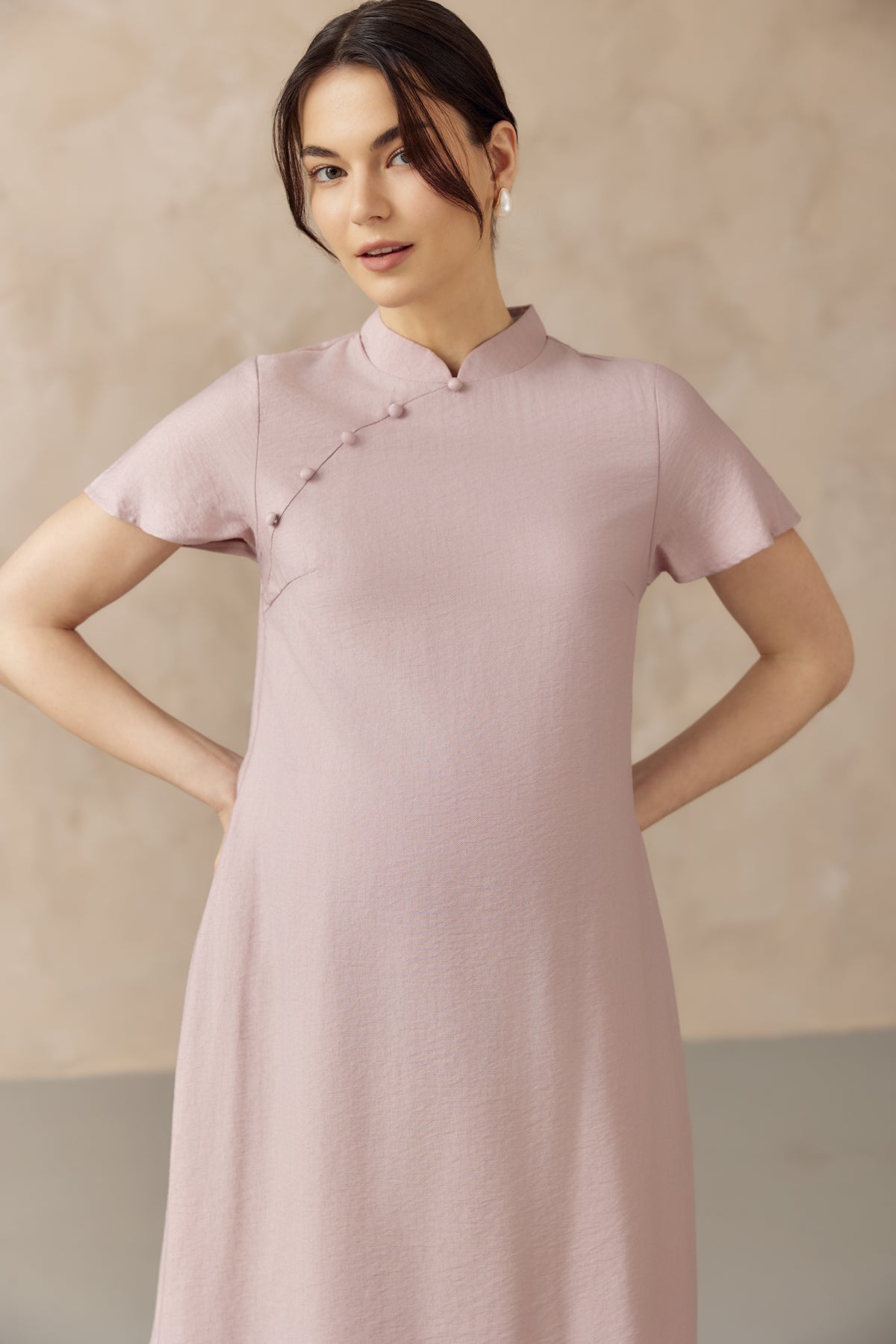 LUNA NURSING CHEONGSAM DRESS PINK