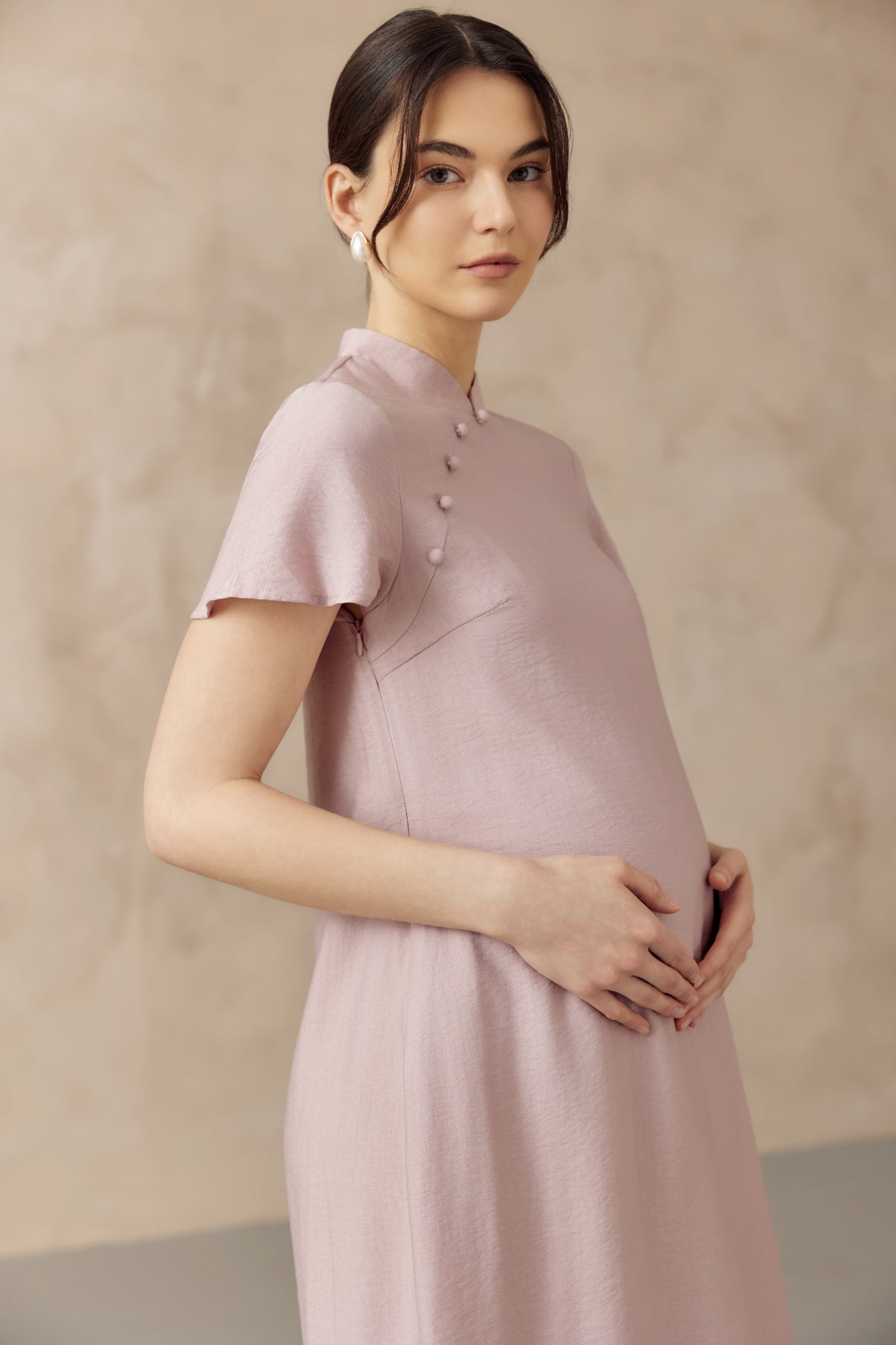 LUNA NURSING CHEONGSAM DRESS PINK