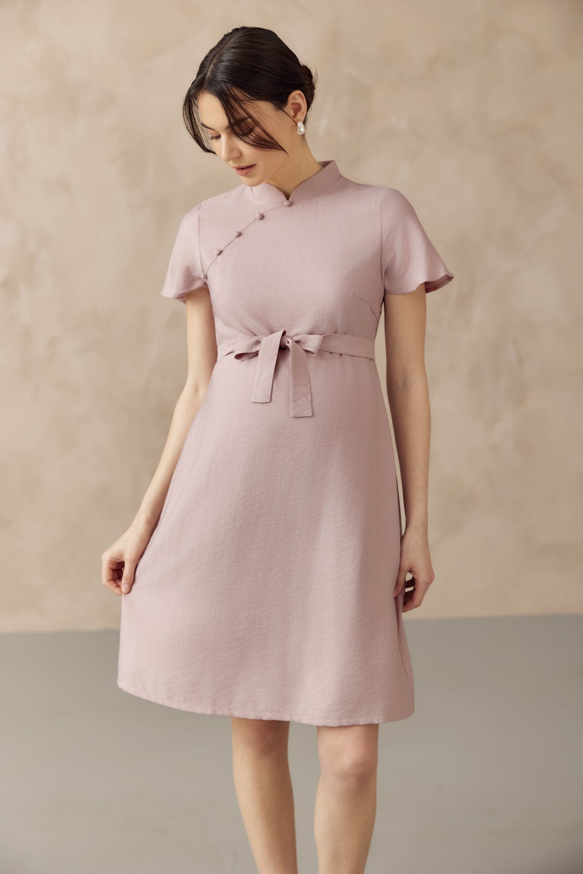LUNA NURSING CHEONGSAM DRESS PINK