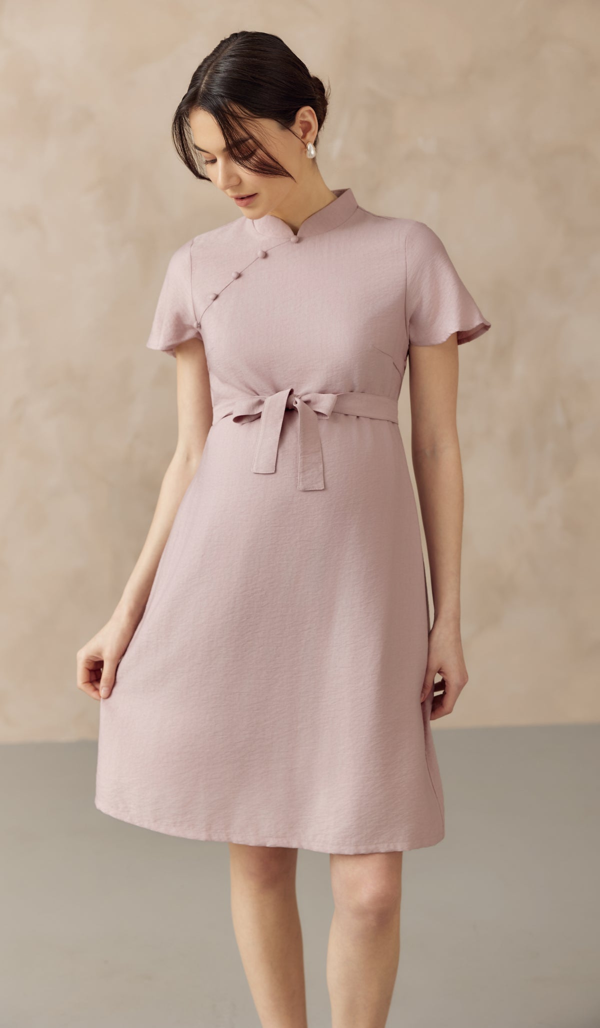 LUNA NURSING CHEONGSAM DRESS PINK