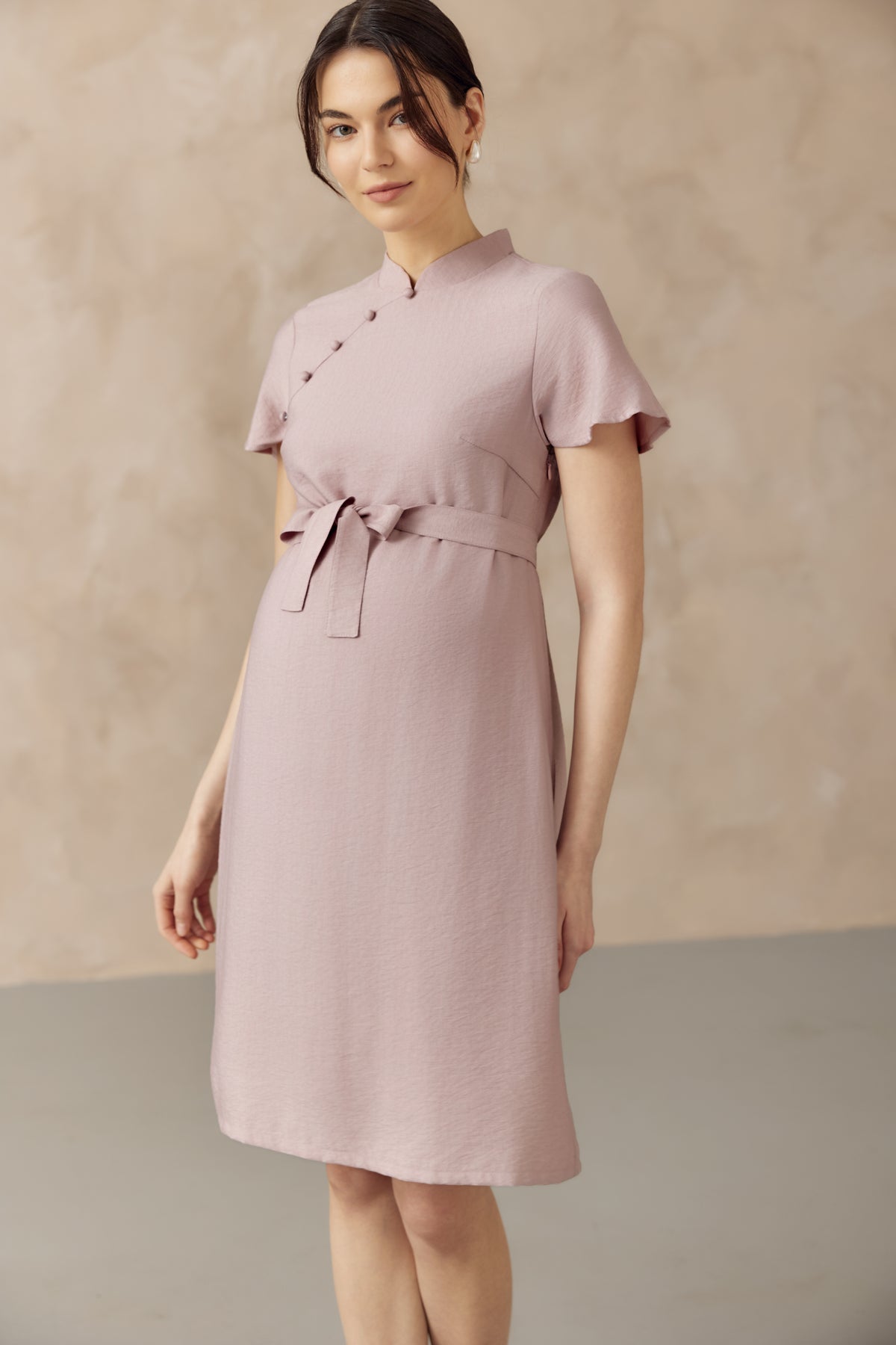 LUNA NURSING CHEONGSAM DRESS PINK