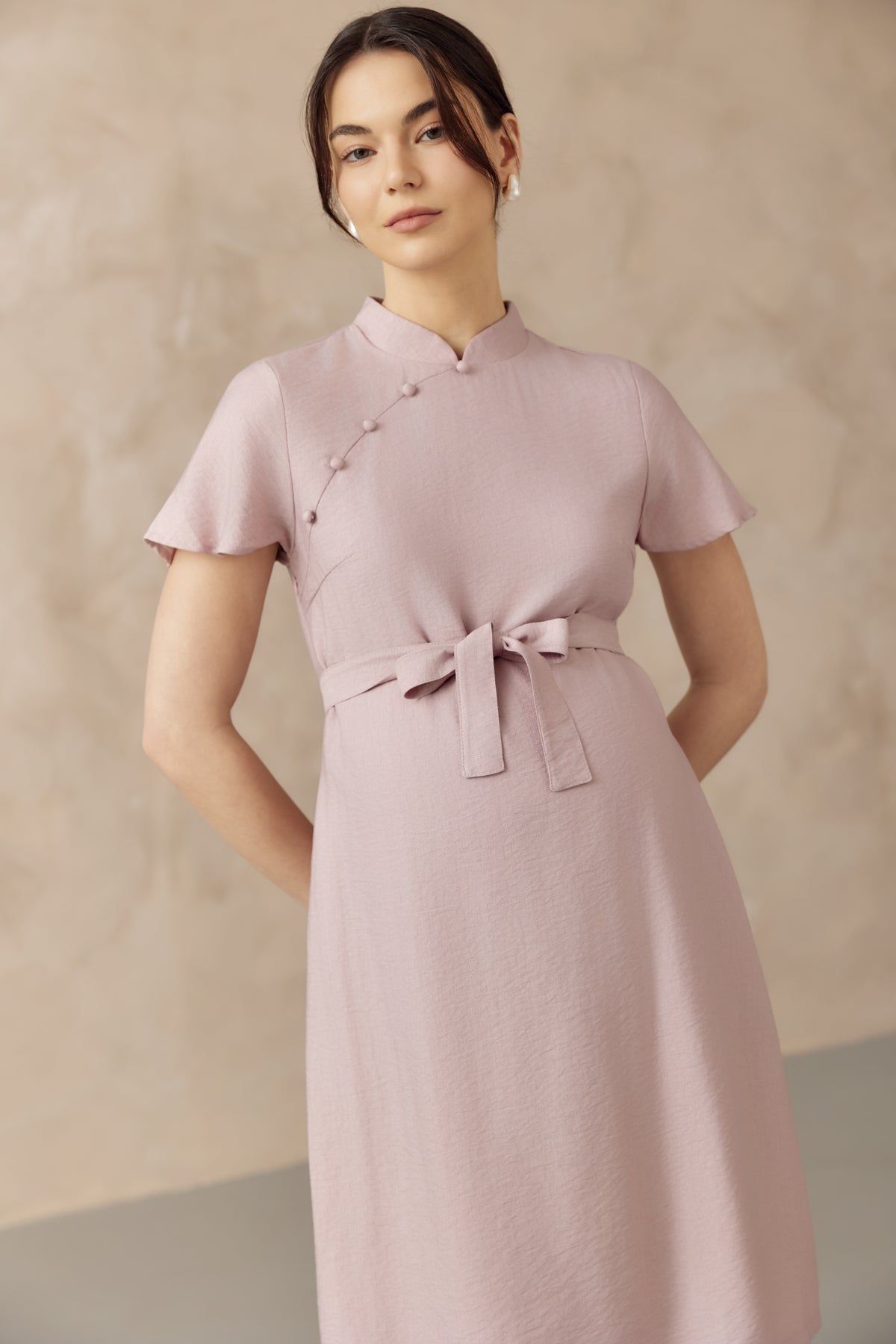 LUNA NURSING CHEONGSAM DRESS PINK