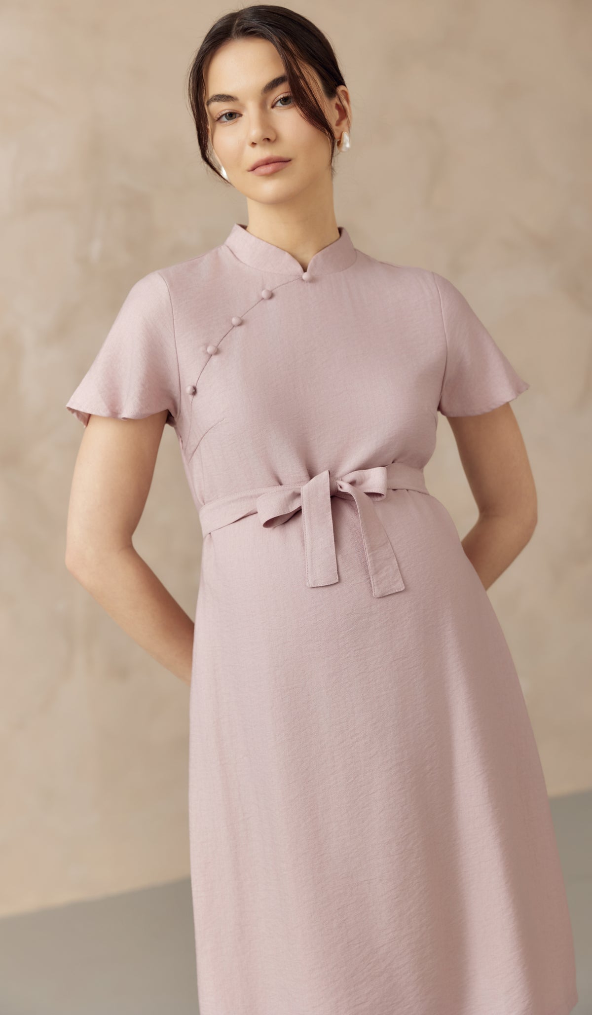 LUNA NURSING CHEONGSAM DRESS PINK