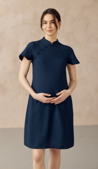 LUNA NURSING CHEONGSAM DRESS NAVY