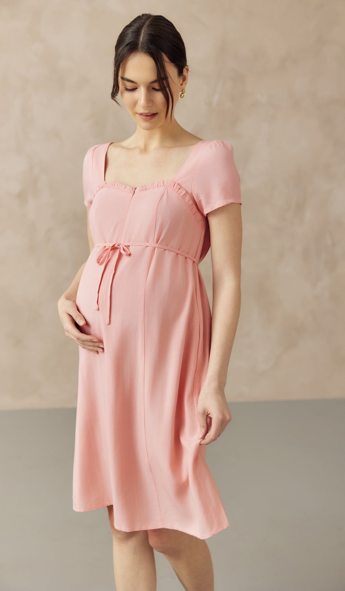FARAH SWEETHEART NECKLINE NURSING DRESS PINK
