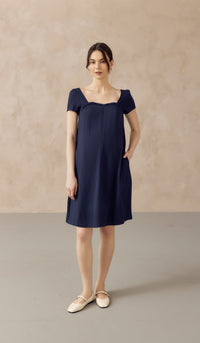 FARAH SWEETHEART NECKLINE NURSING DRESS NAVY