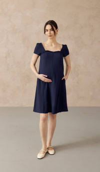 FARAH SWEETHEART NECKLINE NURSING DRESS NAVY