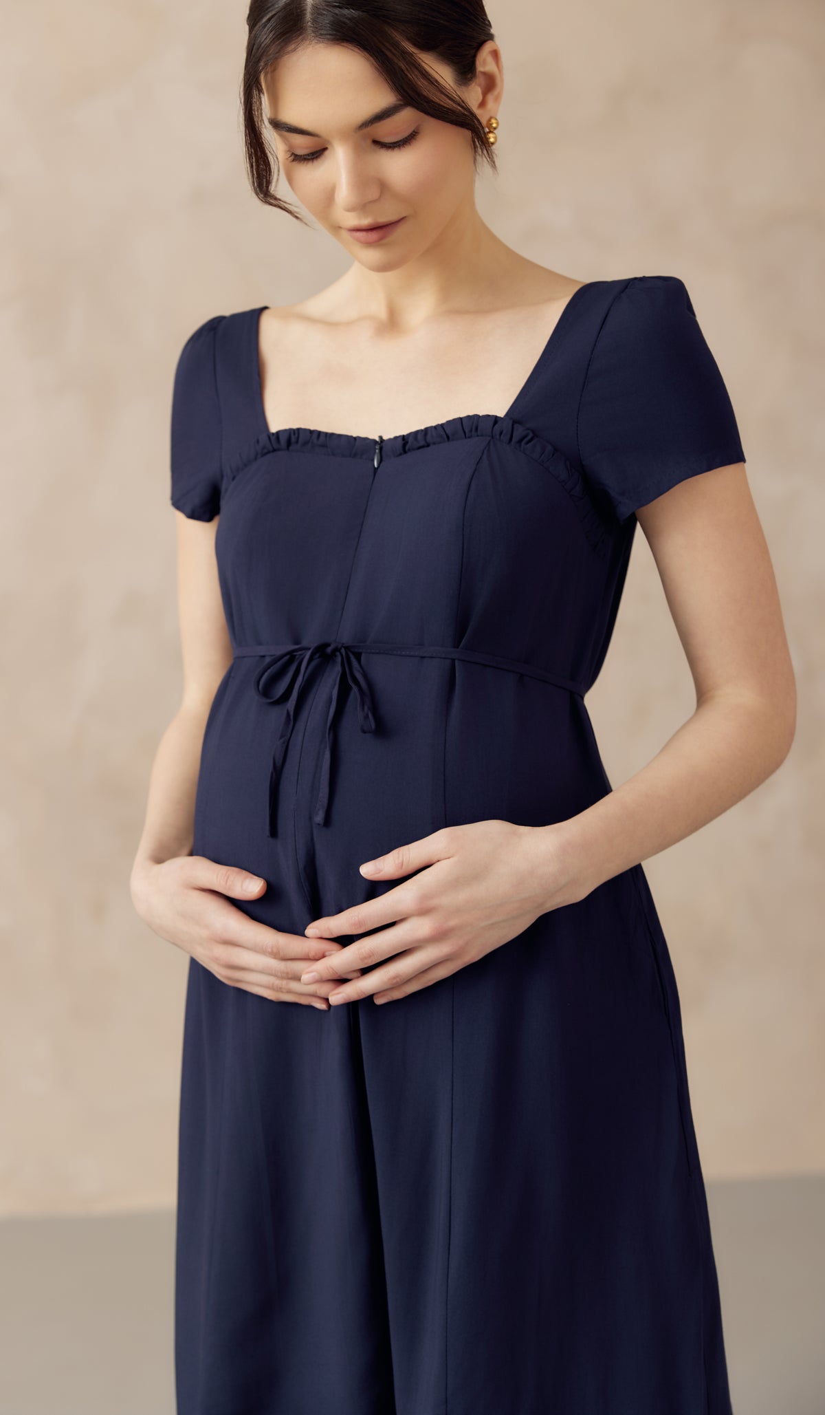 FARAH SWEETHEART NECKLINE NURSING DRESS NAVY