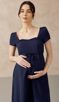 FARAH SWEETHEART NECKLINE NURSING DRESS NAVY