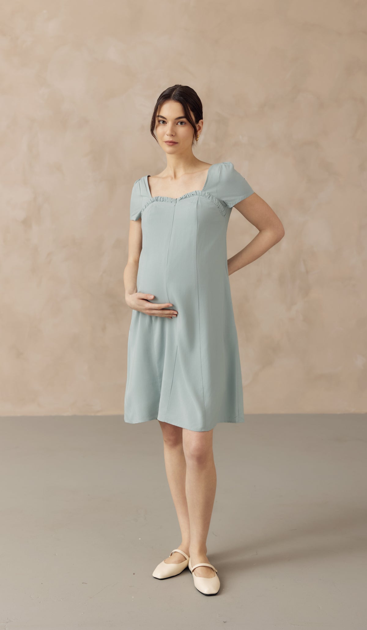 FARAH SWEETHEART NECKLINE NURSING DRESS SEAFOAM