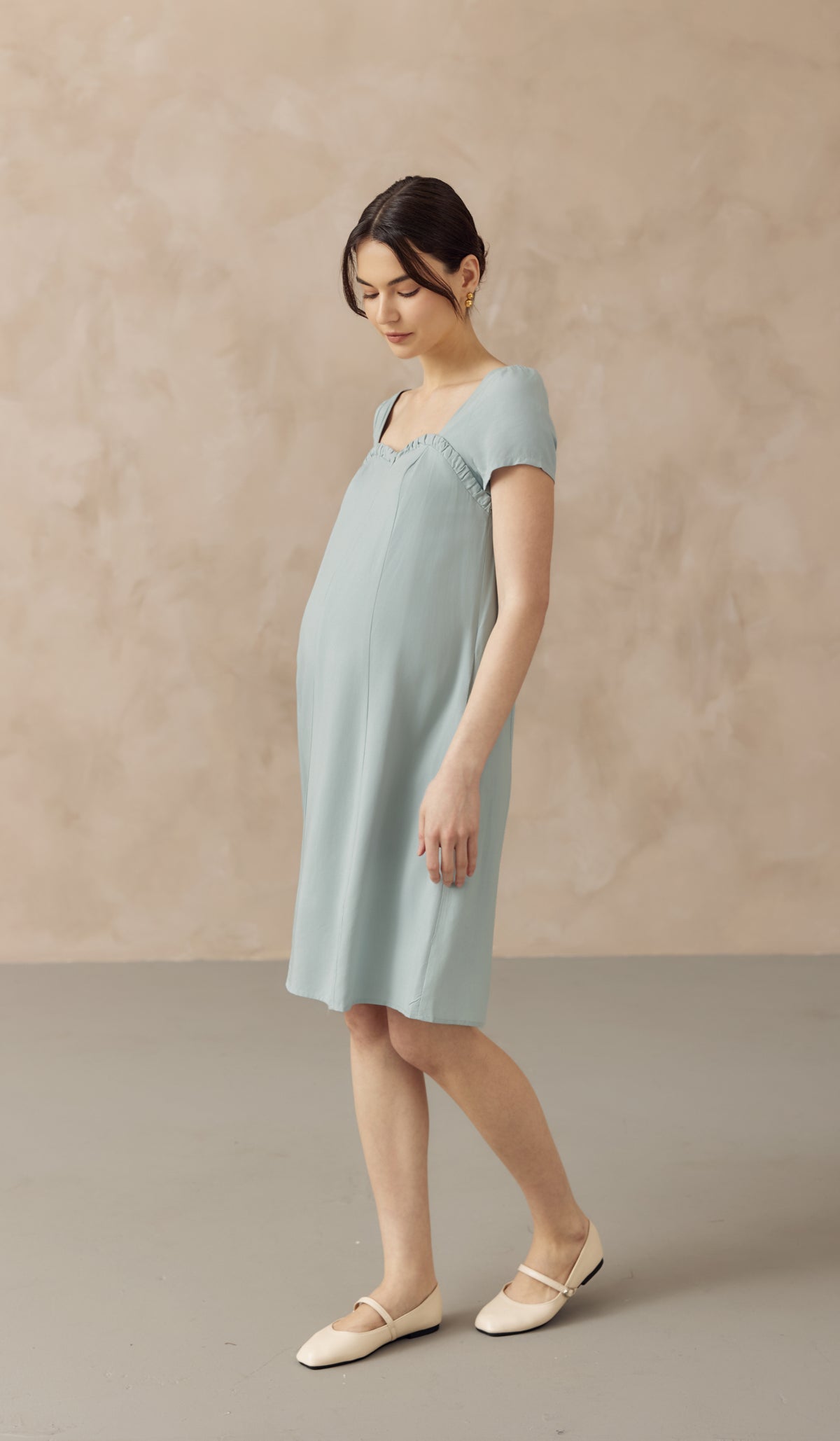 FARAH SWEETHEART NECKLINE NURSING DRESS SEAFOAM