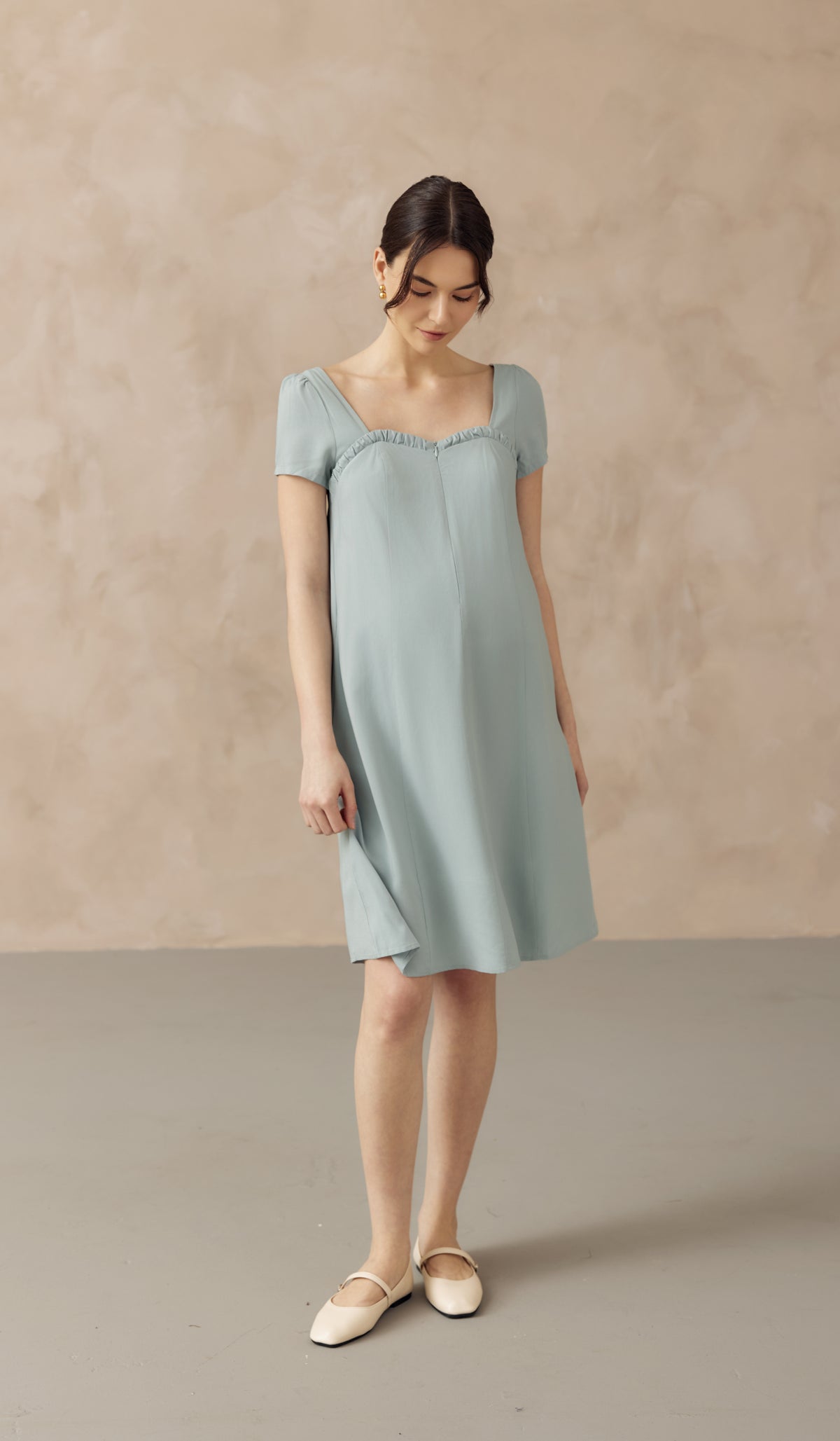 FARAH SWEETHEART NECKLINE NURSING DRESS SEAFOAM
