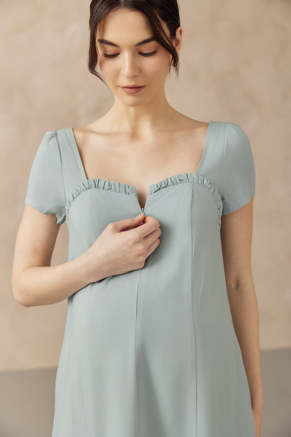 FARAH SWEETHEART NECKLINE NURSING DRESS SEAFOAM