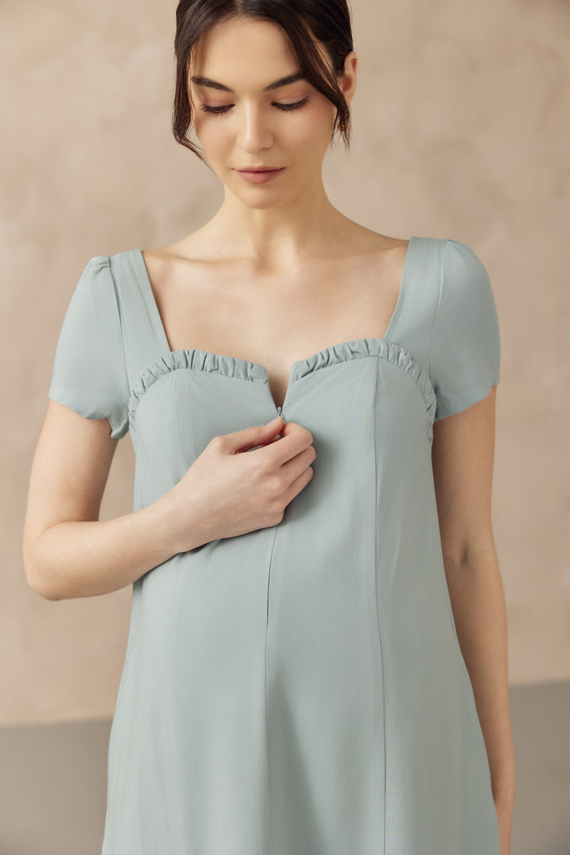 FARAH SWEETHEART NECKLINE NURSING DRESS SEAFOAM