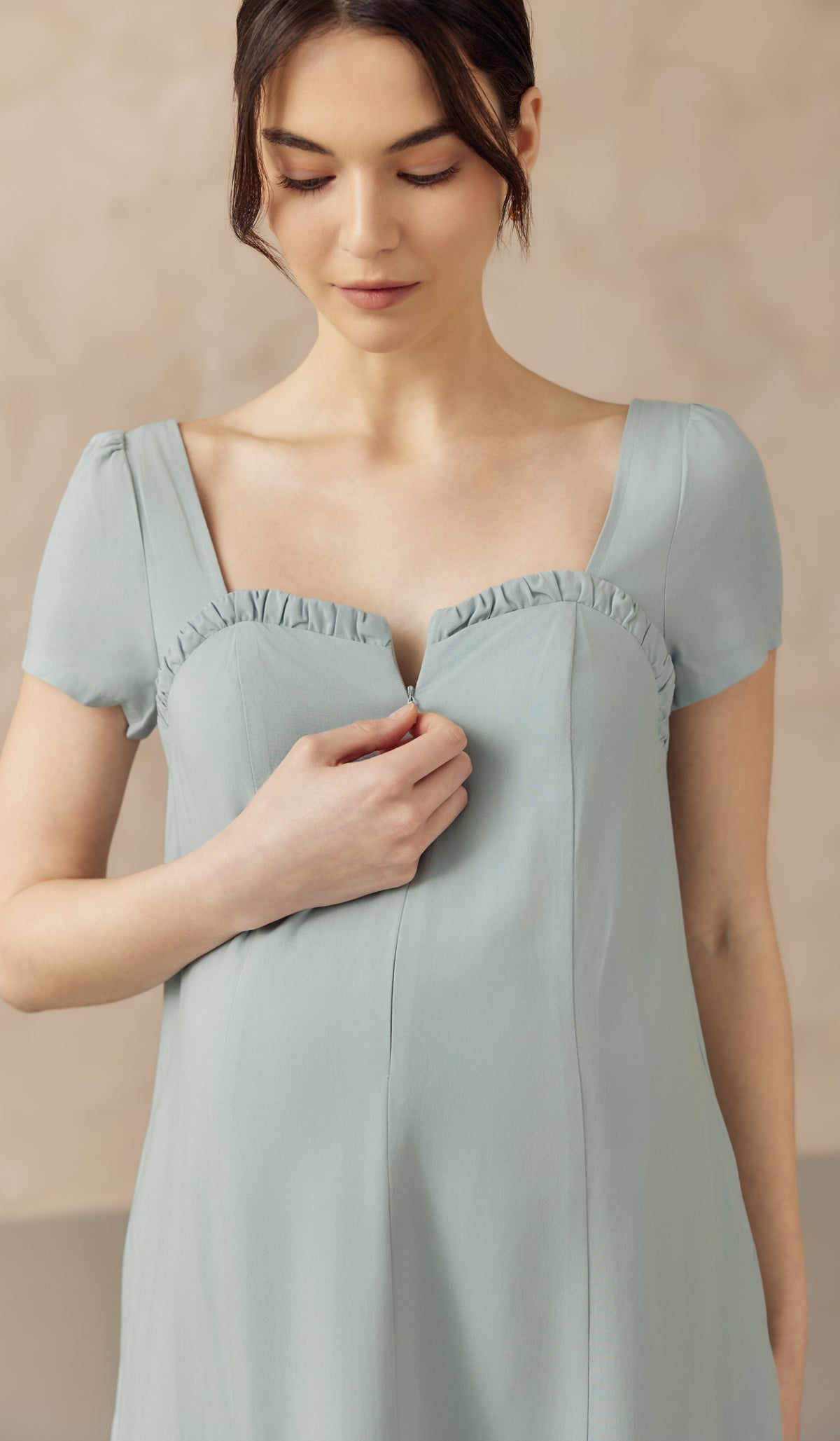 FARAH SWEETHEART NECKLINE NURSING DRESS SEAFOAM